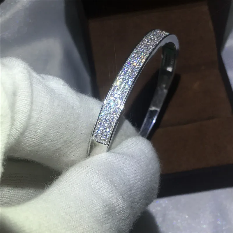 Женский браслет с кубическим цирконием Vecalon Infinity Pave Белый позолоченный манжетами