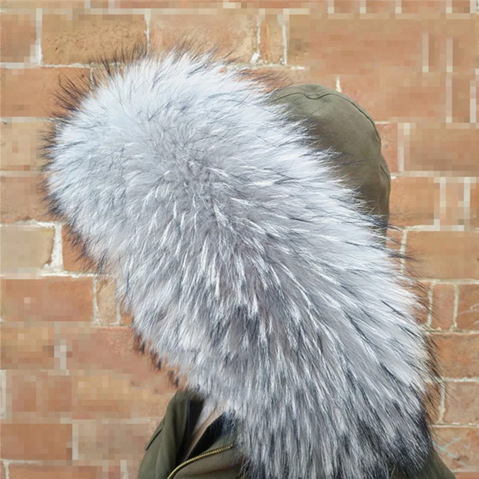 Воротник из натурального меха енота Женский 100% натуральный мех серый воротник