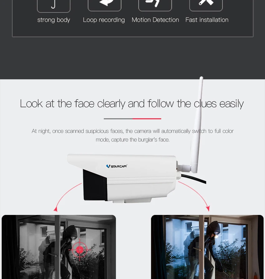VStarcam C18S пистолет 1080P Водонепроницаемая WiFi IP камера ИК ночного видения полноцветный звуковой светильник репеллент видеокамера