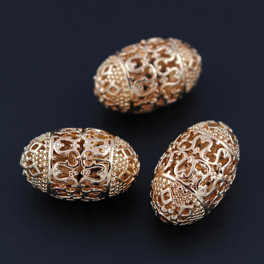 Metal Spacer Beads Oval Drum Egg Shape Hollow Flower Pattern Hole Size 2mm Charm DIY for African Men Women Jewelry Making | Украшения и
