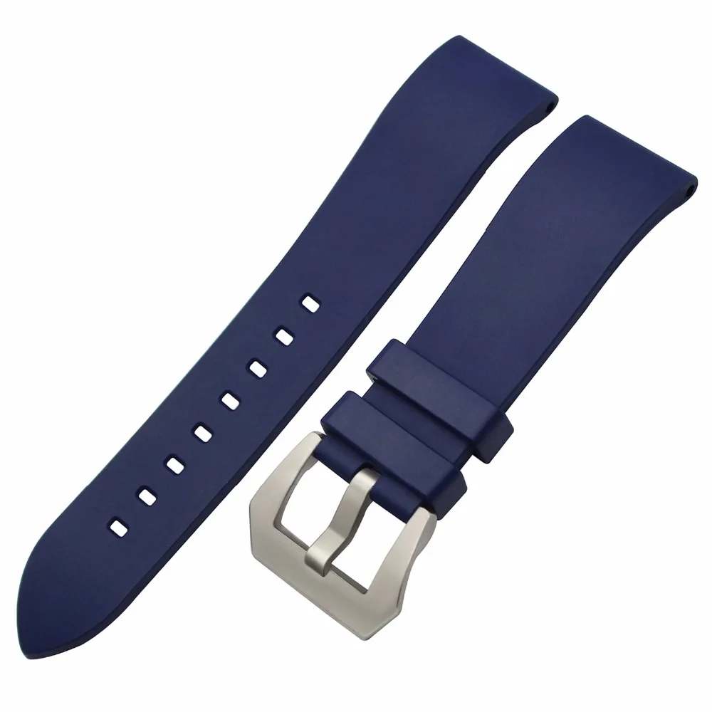 Фторкаучуковый ремешок для часов 22 мм 24 универсальный из матовой нержавеющей