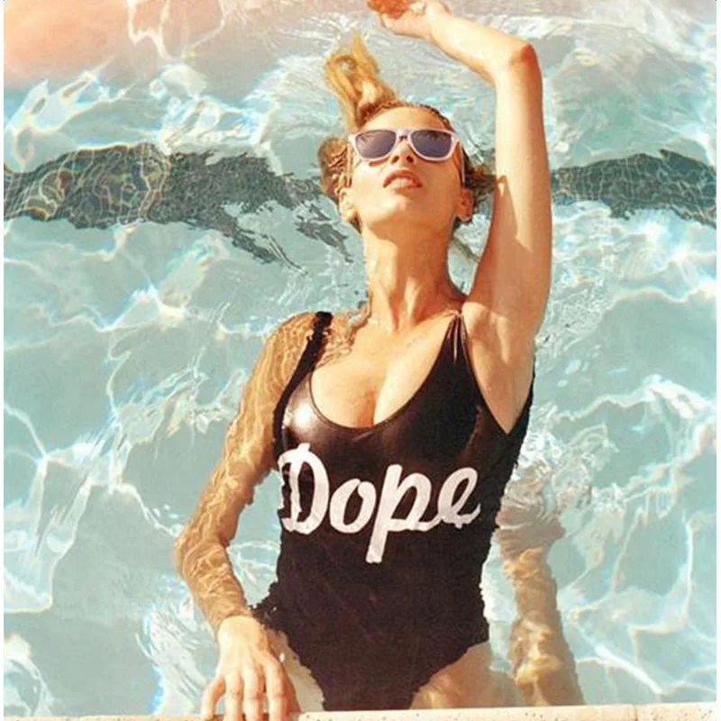 Новинка 2020 купальник с буквенным принтом сексуальный пуш ап Цельный для женщин