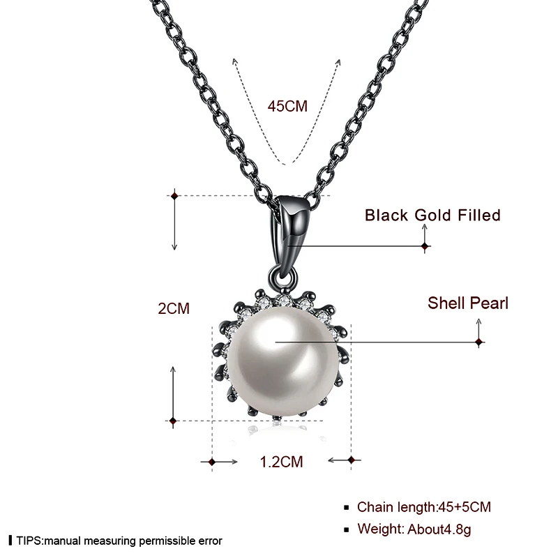 Модный Цветок Черное золото искусственный жемчуг кулоны ожерелья для женщин AAA