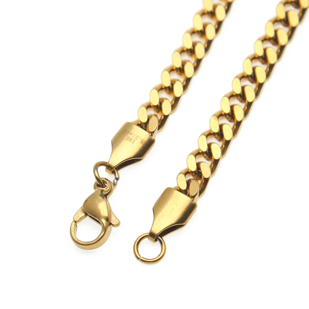 Высококачественное ожерелье Uwin из нержавеющей стали кубинская цепочка Золотая и