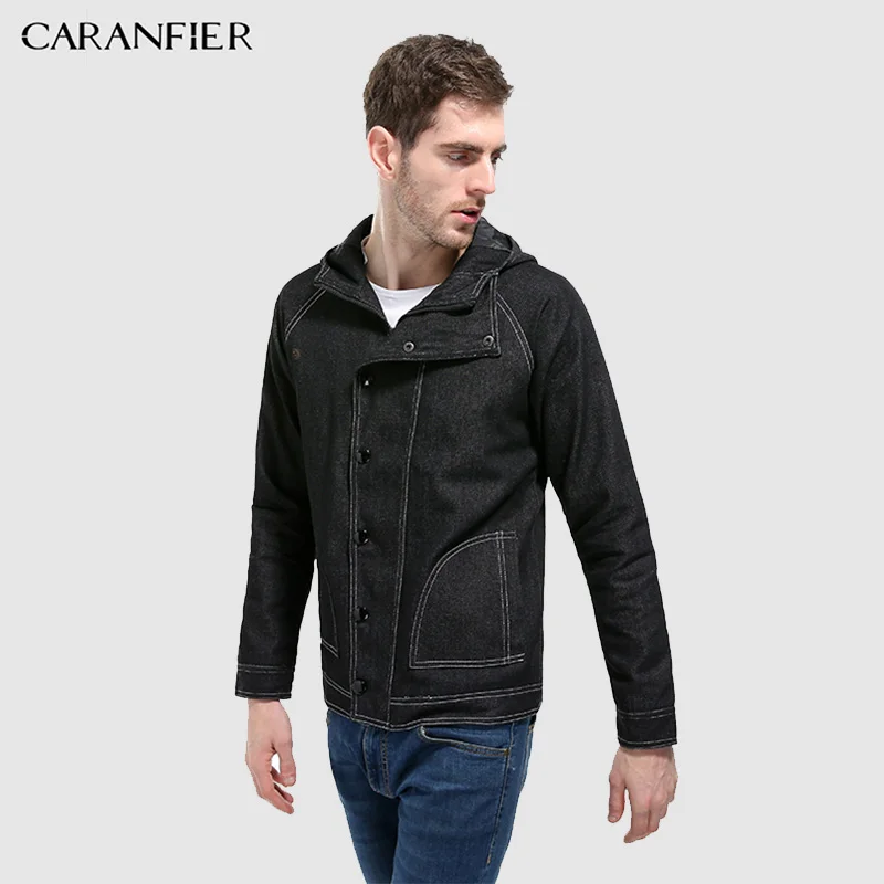 CARANFIER 2018 брендовая мужская куртка ковбойская стильная стойка воротник открытая