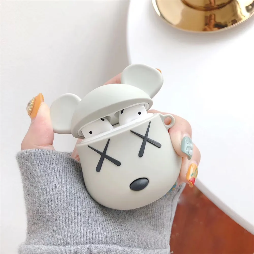 Чехол для наушников с мультяшным медведем защитный чехол Airpods 2 s милым рисунком