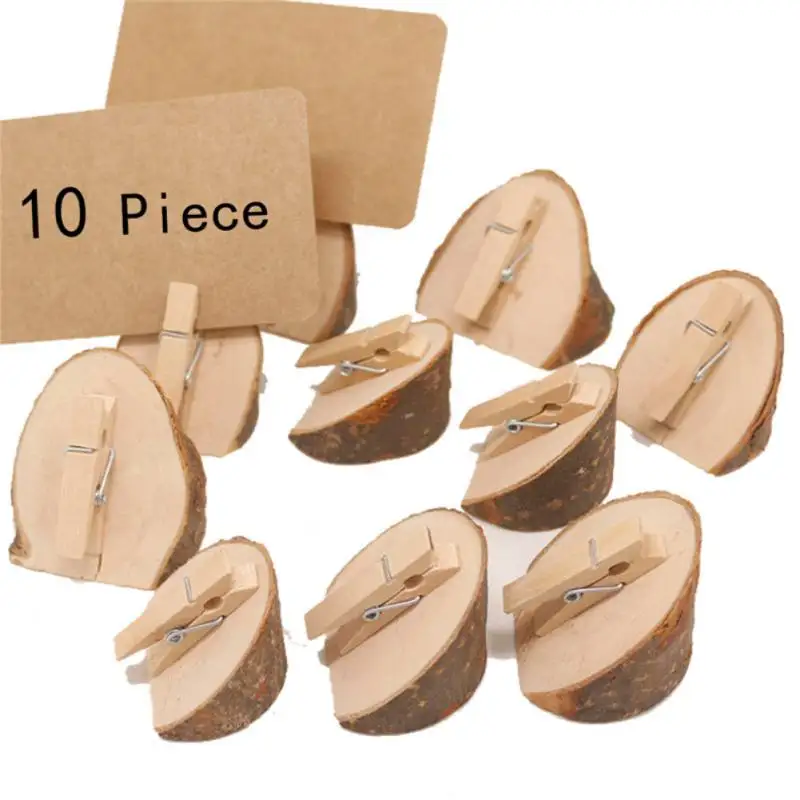 10Pcs/set Wooden Base Rustic Wedding Table Number Stand Place Name Memo Card Holder DIY Home Party Decor | Дом и сад
