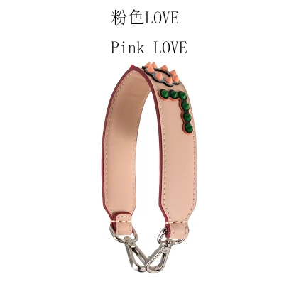 Pink love 40 см короткая сменная сумка через плечо с цветком на ремне, цветная натуральная кожа, кошелек, ручки для сумок, Аксессуары для ремней на сумку 042 - Цвет: Pink love