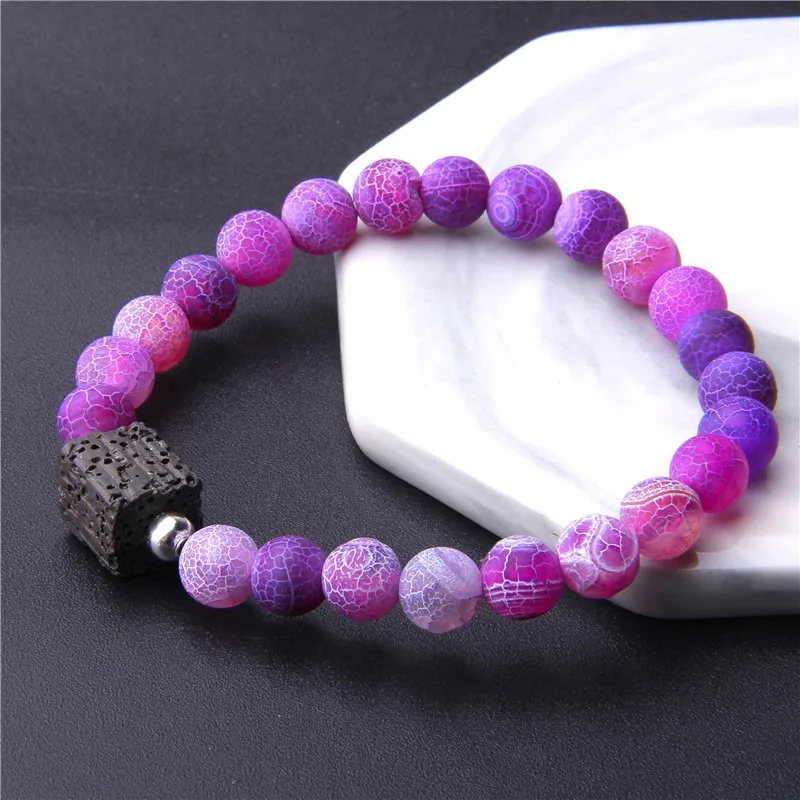 Мода цвет камень Бусины Браслеты Натуральный трещины агатовые бусины браслет из