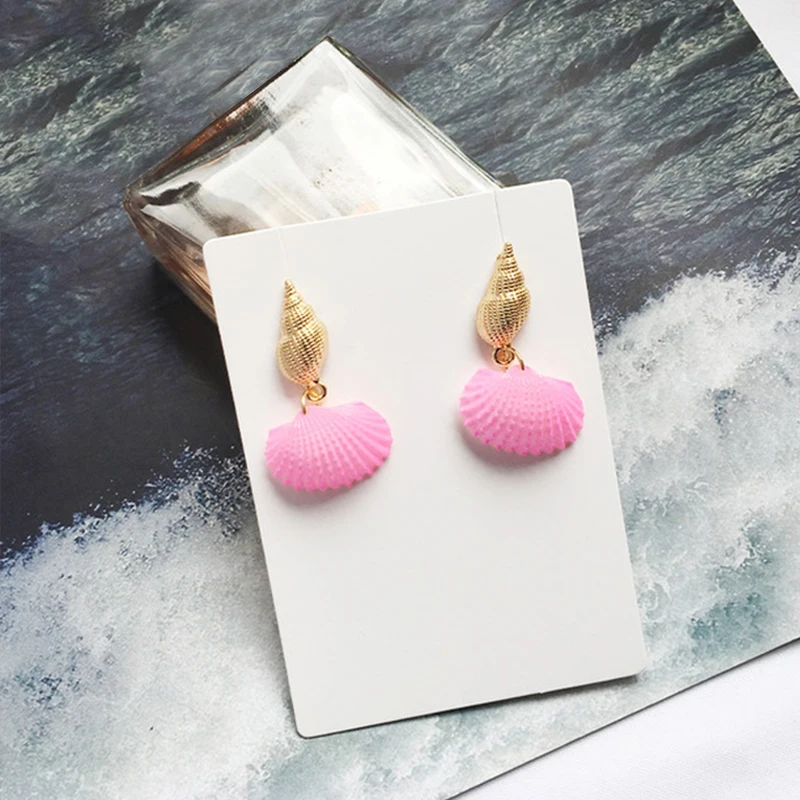 Простые серьги в пляжном стиле из натуральной ракушки геометрические Винтажные
