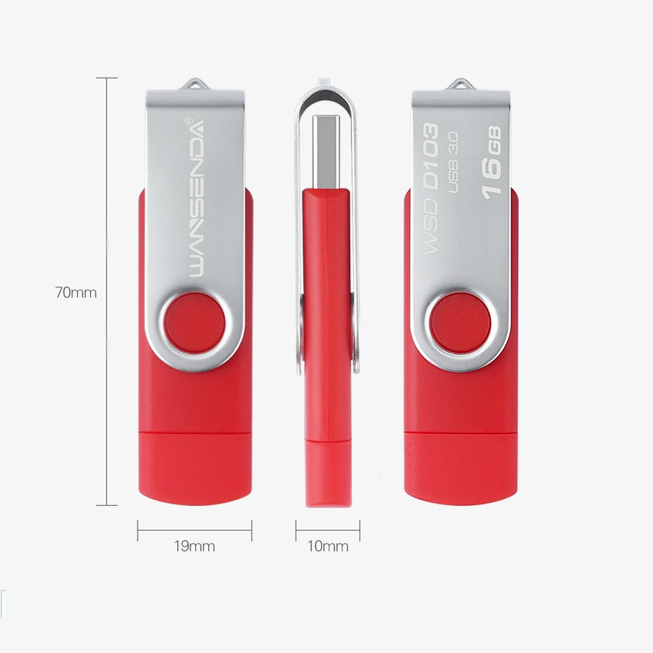 WANSENDA OTG USB флеш накопитель для смартфонов/планшетов/ПК 32 Гб 64 128 ГБ 256 Флешка