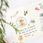 Наклейки с изображением еды, цветов, медведя, журнала, бумаги, дневника, планшетов, сказочной страны, милые корейские наклейки для скрапбукинга