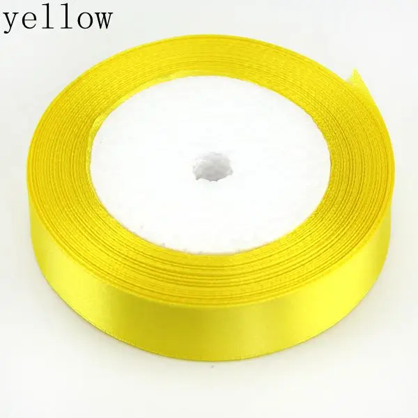 Yellow 22 м/рулон) ширина 10 мм горячее предложение! Лучшая цена одна сатиновая подарочная лента упаковочная для украшения дома и свадьбы 29 цветов - Цвет: Yellow