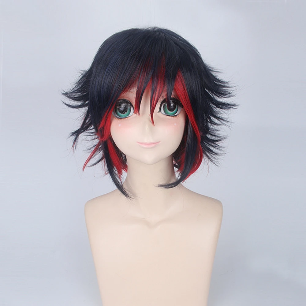 30cm KILL la KILL Ryuuko Matoi Black Blue Red Ombre Short Cosplay Wig Heat Resistant Synthetic Hair Peruca Costume Wigs Women