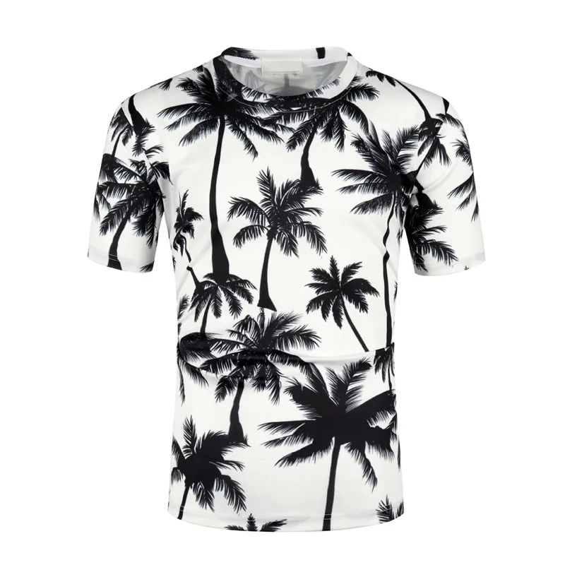 Мужская и женская Гавайская футболка с 3D принтом кокосовой пальмы Летняя Пляжная