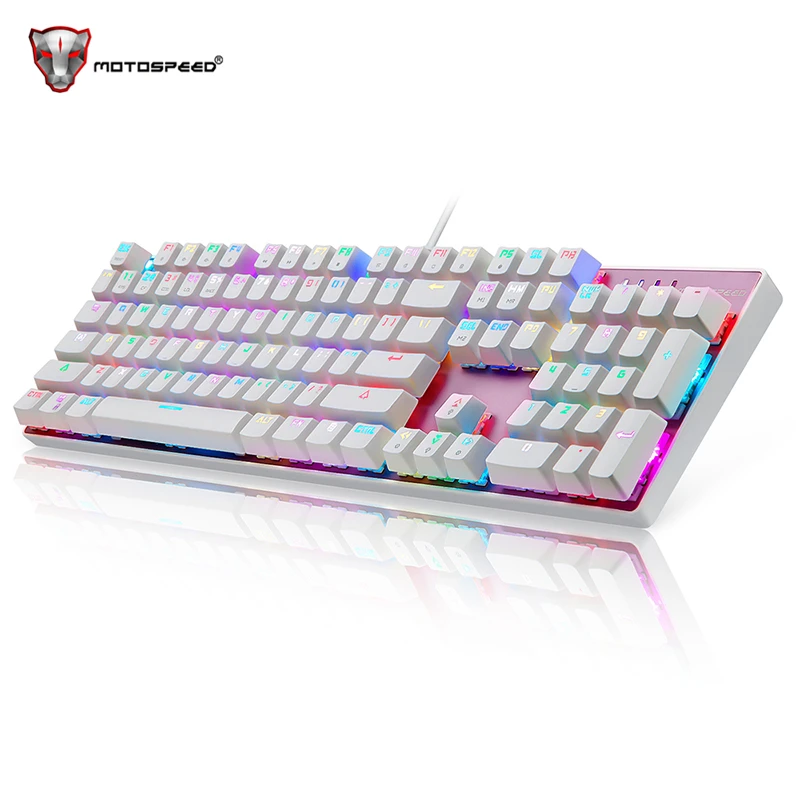 Motospeed CK104 Проводная Механическая клавиатура 104 клавиши RGB синий переключатель
