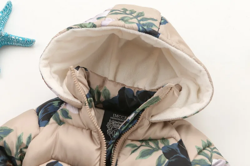 2019 New Girls Hooded Coat Kid Print Flower Winter Warm Thicken Christmas Girl School Cute Outerwear Toddler Princess Jacket | Детская