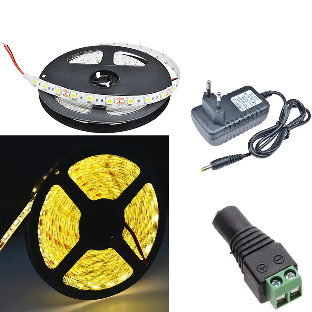 300 светодиодный s 60 Светодиодный s/m SMD RGB светодиодный светильник 5050 5 м светодиодный светильник RGB светодиодный S Лента Диодная лента гибкий контроллер DC 12 В комплект адаптеров