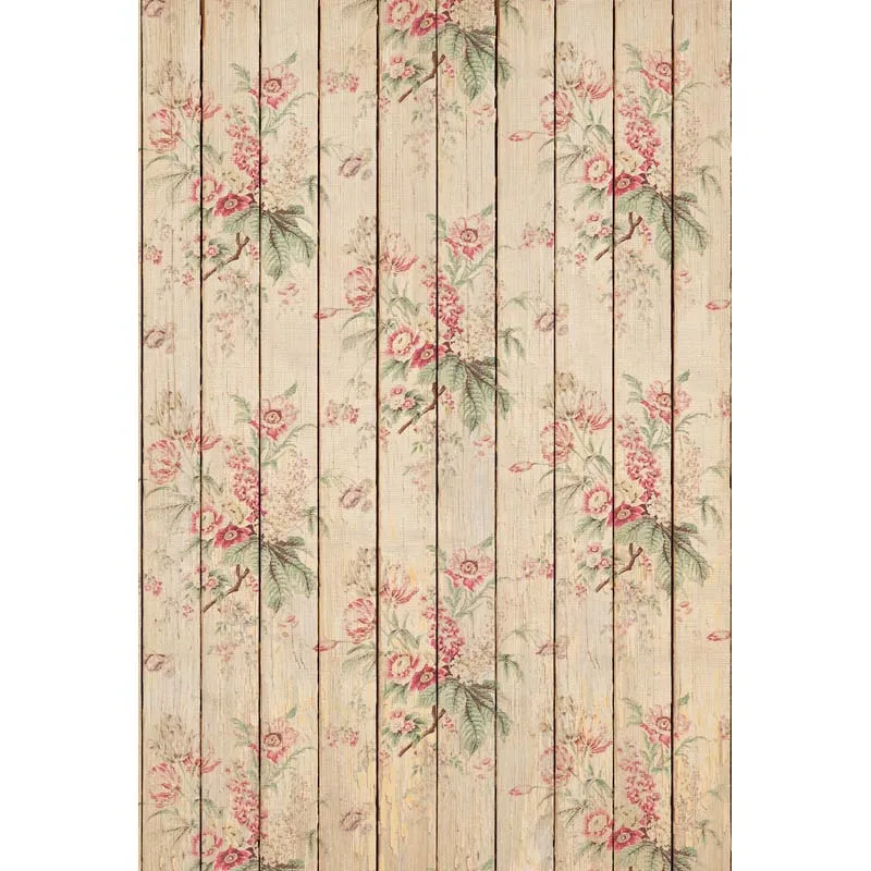 

Vinyl Photography Multi colored backdrop with flowers overlaying wood planks. F-2675