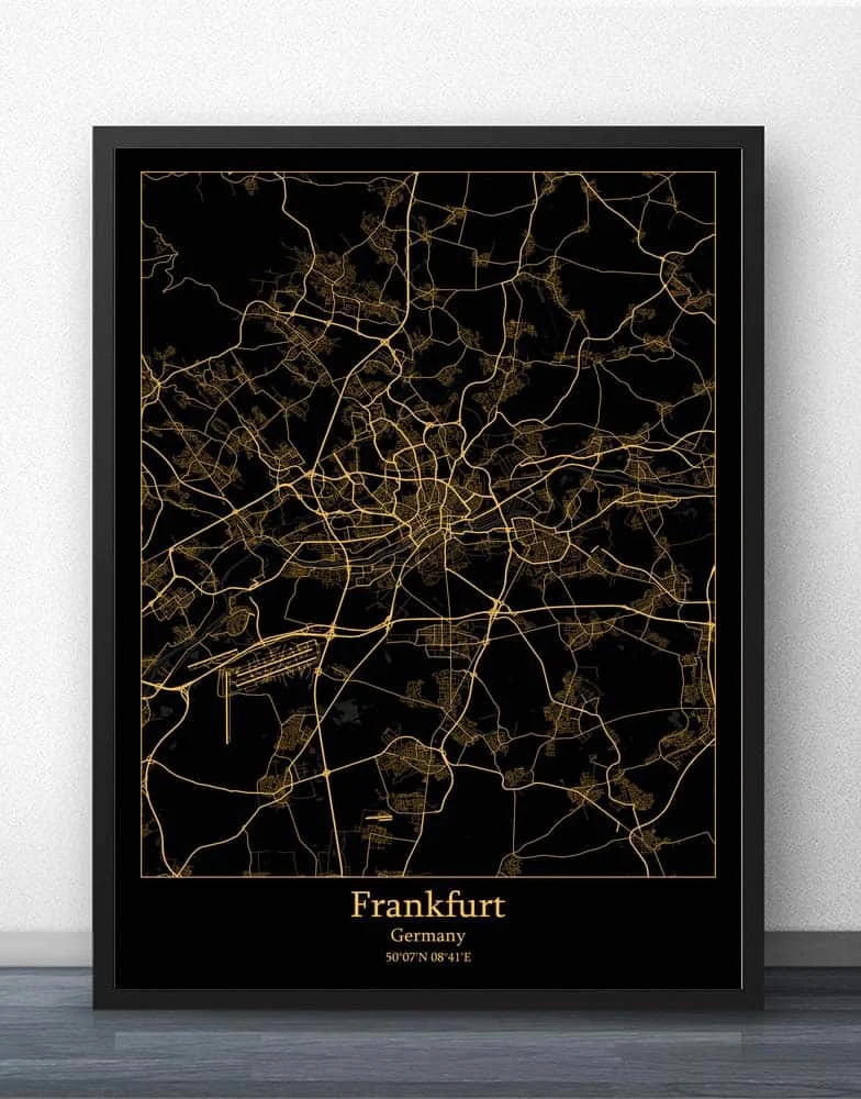 Франкфурт Гамбург гановер лейпсон Германия Мунстер нормберг штгарт карта плакат