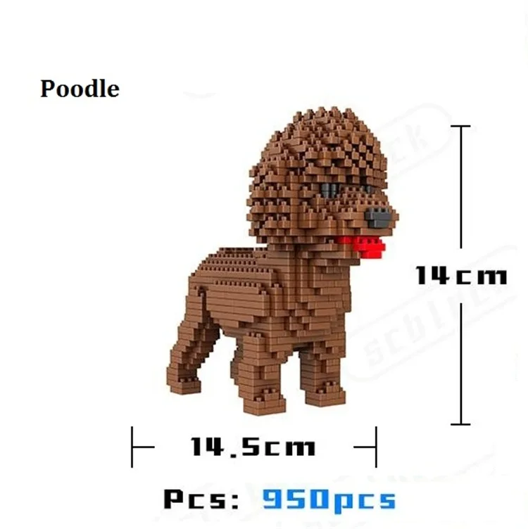 Poodle Монтажные блоки модель животного игрушка-корги собака мини блок такса Алмазные Кирпичи Шнауцер детские подарки Рождественский подарок Pet Shop - Цвет: Poodle