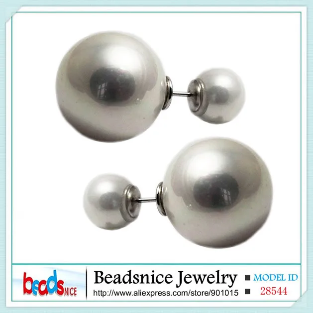 Beadsnice ID28544 hot sale real 925 silver double faced pearl earrings for women new style shell beads stud wholesale | Украшения и