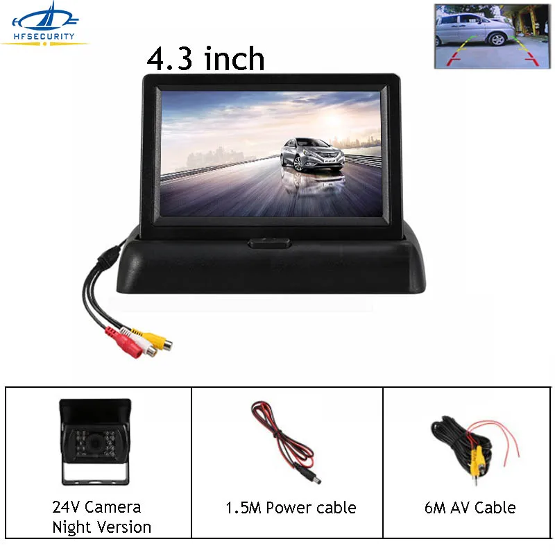 

HF 4.3 Inch HD Foldable Car Reverse Monitor With 24V Light Version Camera TFT LCD Display Screen 480X272P Mini TV Monitor