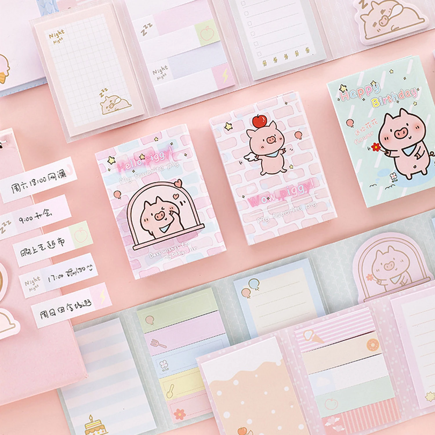 6 FoldCute мультфильм розовый свинья самоклеящиеся Примечания памятки для детей