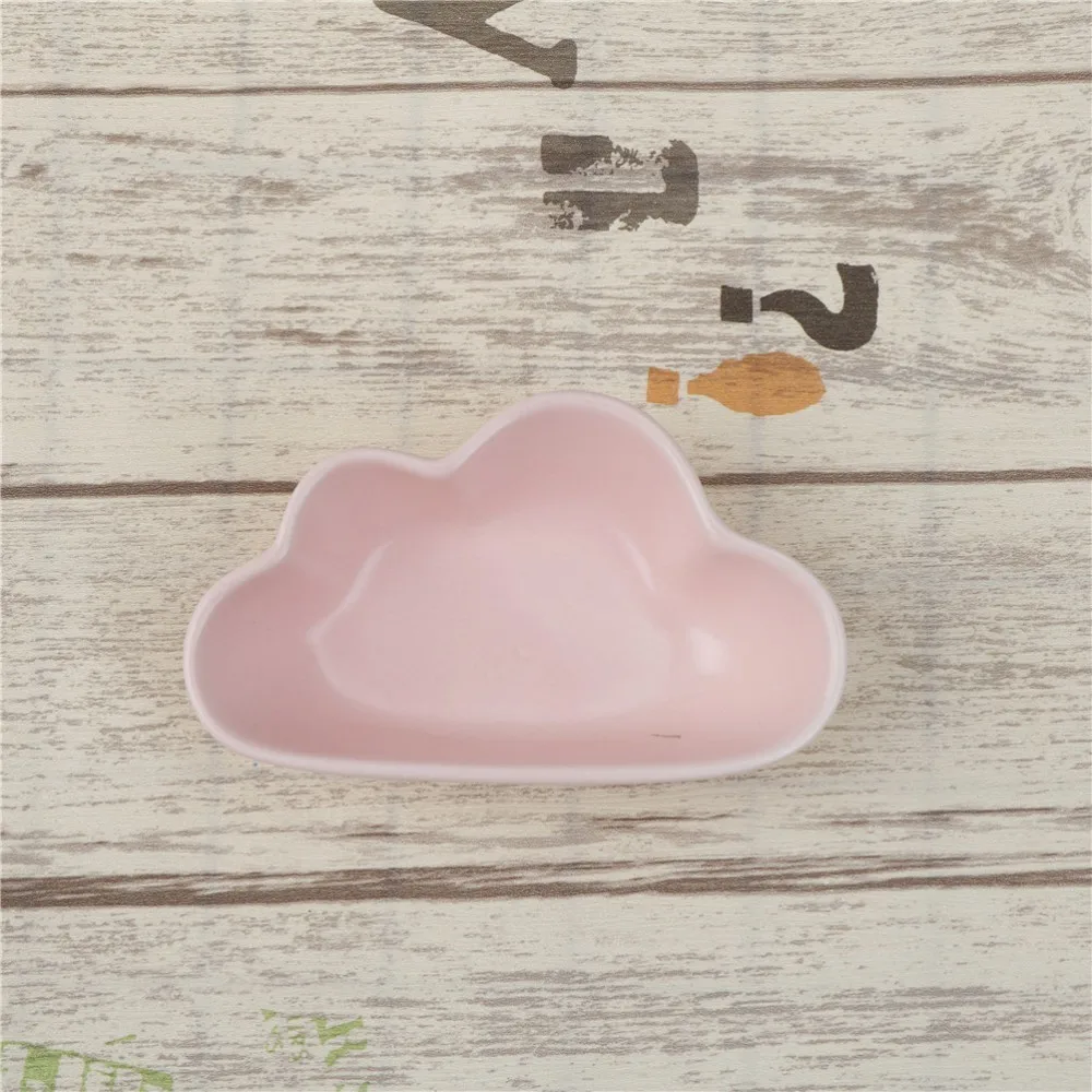 pink cloud Детский керамический диск с милыми облаками и каплями дождя, миска для риса, здоровая посуда, тарелка для завтрака, тарелка для молока Dim Sum - Цвет: pink cloud