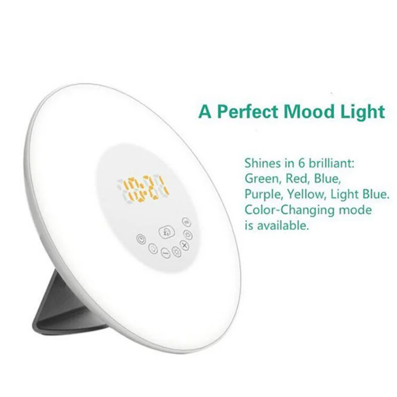 Digital LED Time Display FM Radio Touch Sensor Brightness Wake-up Alarm Clock Light Sunrise Simulation Morning | Дом и сад