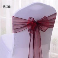 100pcs new organza fabric burgundy chair sashes bow wedding and events supplies party decoration free shipping