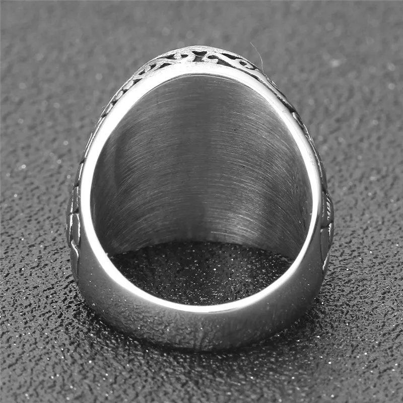 Модное огромное кольцо из титановой стали с голубым ониксом в стиле ретро от zorcins