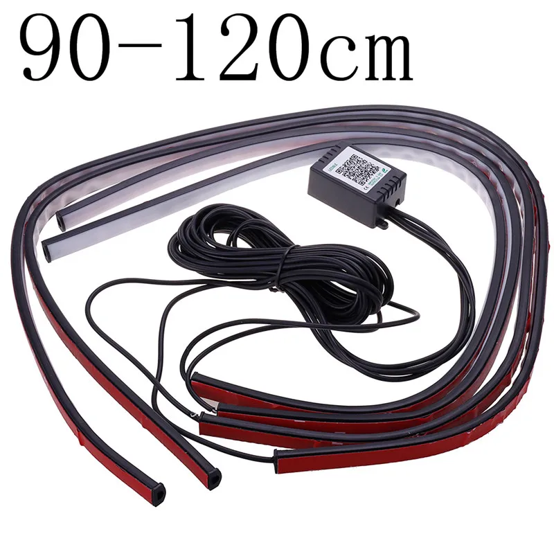 90-120cm 4 шт. 12 В IP68 Bluetooth приложение управления RGB Светодиодная лента под автомобиль 60 90 120 см трубка подсвечивающая система нижнего тела неоновый свет - Испускаемый цвет: 90-120cm