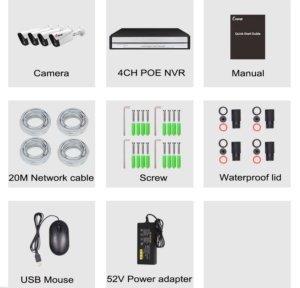 H.265 4CH 1080P POE NVR CCTV система 2.0MP наружная IP камера HD рекордер Видео безопасности