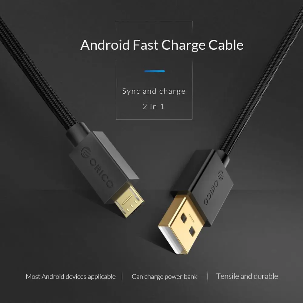 ORICO USB to Micro B Cable Mobile Phone Fast Charging 2A Wire Support Data Transmission for Xiaomi Redmi Note 5 Samsung