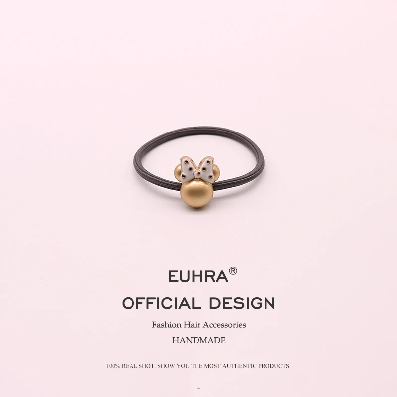 White EUHRA, 4 цвета, полосатый эластичный стиль, мультяшный мини-бантик для головы, для женщин, девочек, повязка для волос, детский резиновый головной убор - Цвет: White