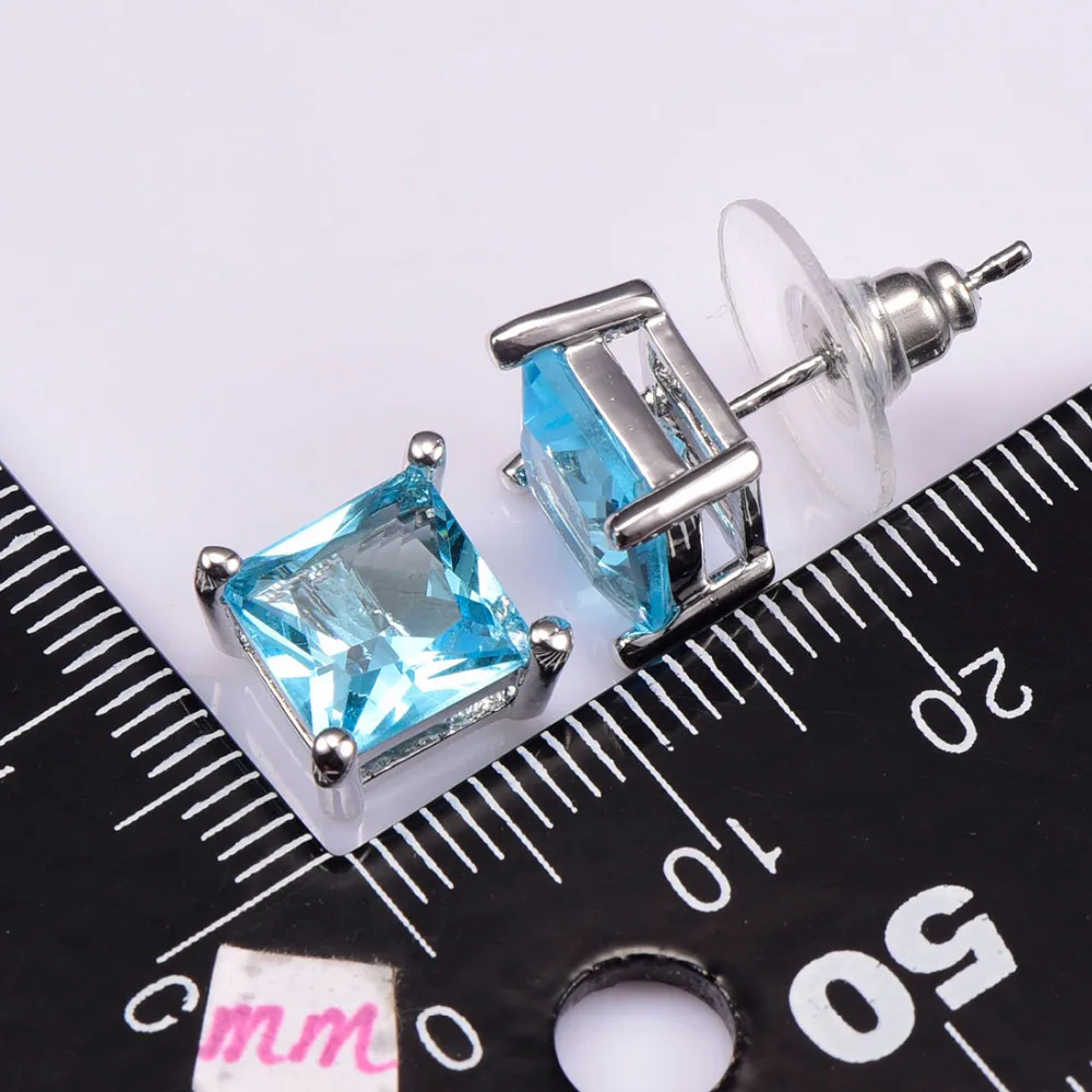 Женские серьги из серебра с искусственным аквамарином PE36|earrings 925 sterling|earrings 925925