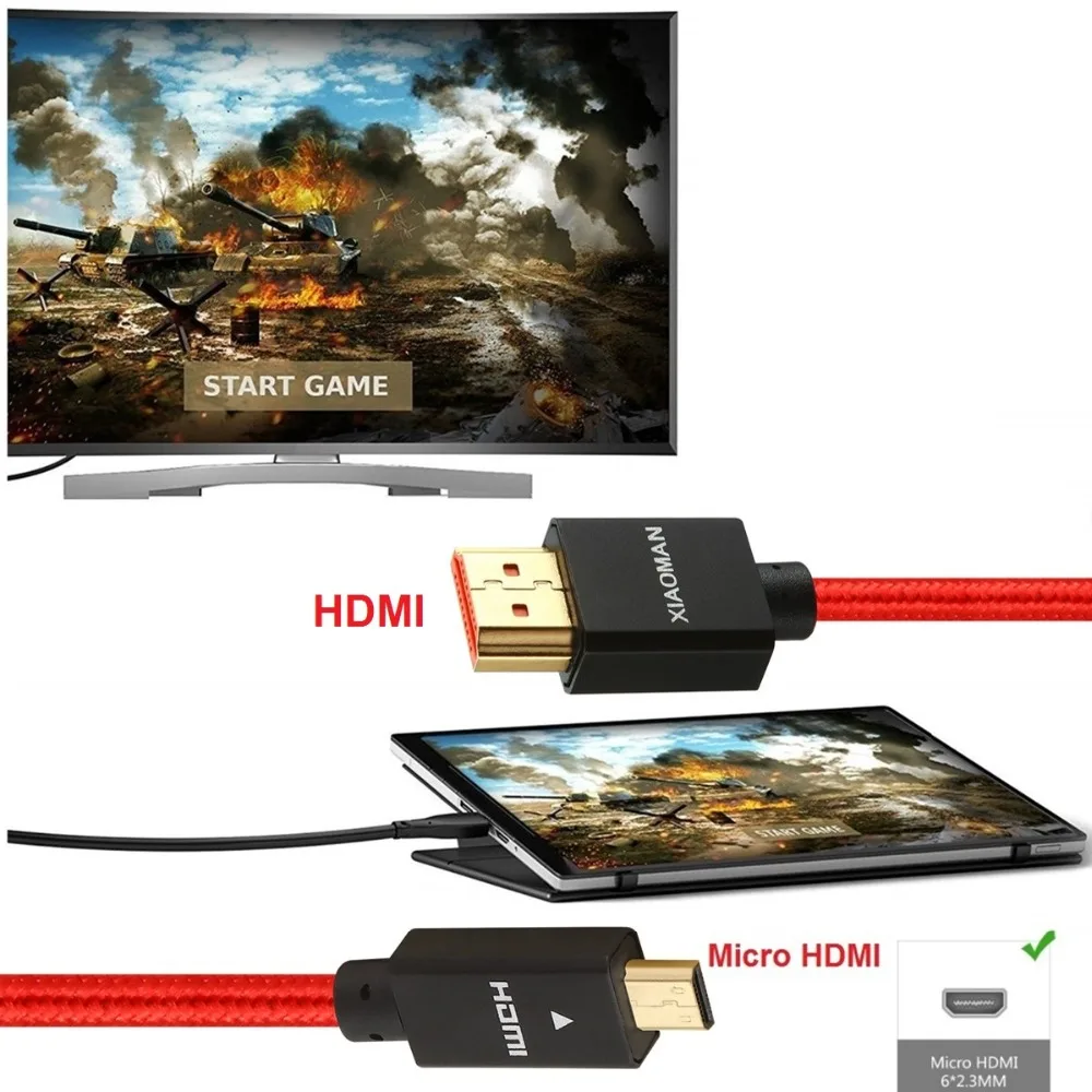 Micro HDMI к кабель высокоскоростной штекер для мужчин 3D 4K 1080p видео свинец планшета