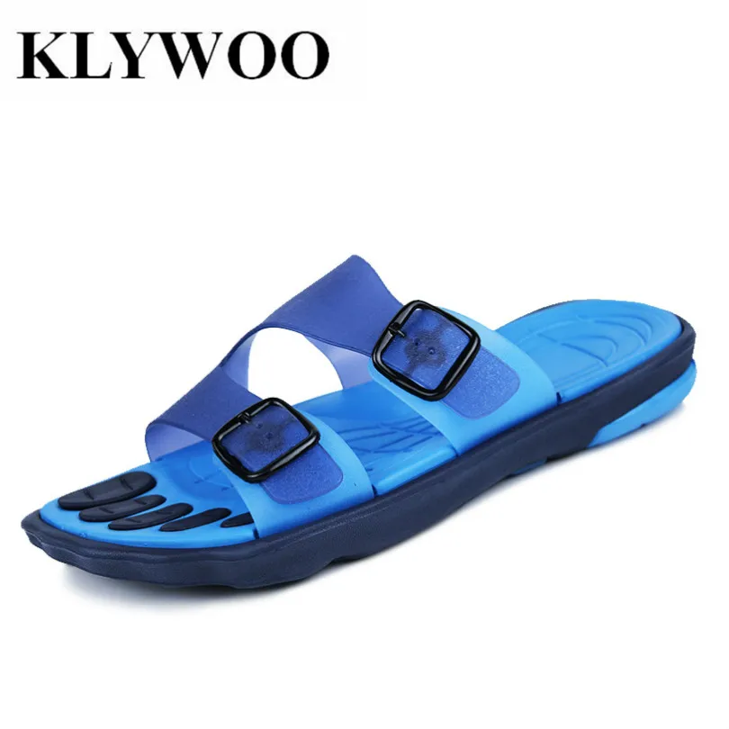 KLYWOO/сандалии для мужчин модные брендовые мужские вьетнамки с пряжкой сандалии