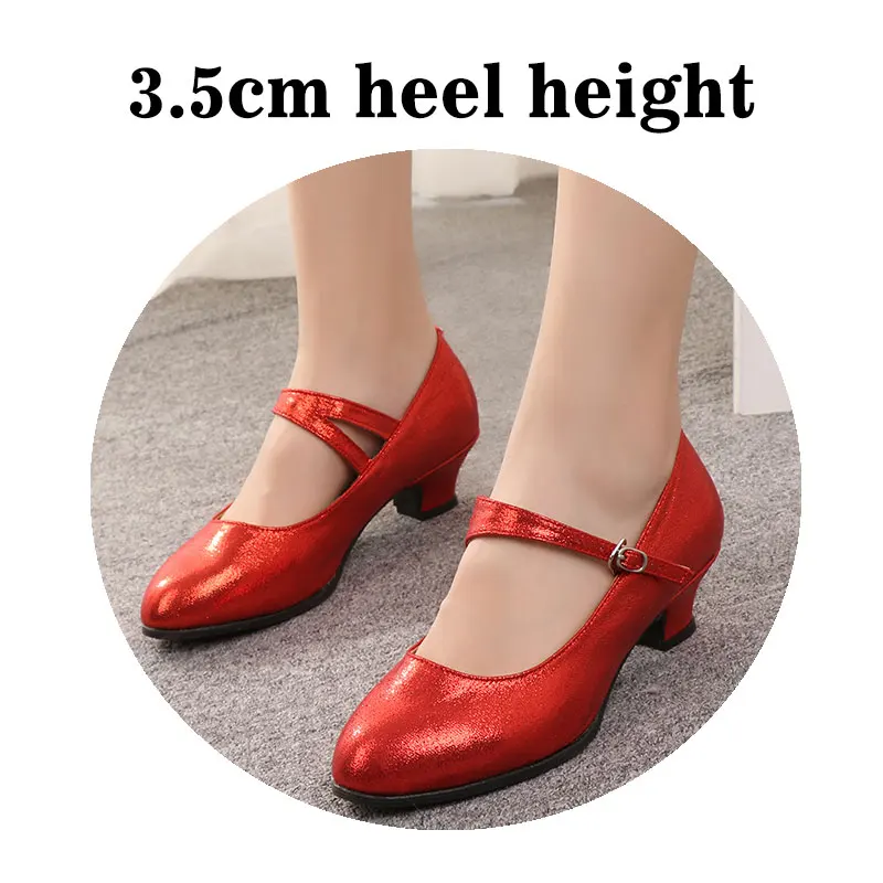 3.5cm-Red HoYeeLin/современные туфли для танцев; женские туфли с закрытым носком; Бальные вечерние туфли; Стандартные танцевальные туфли на каблуке - Цвет: 3.5cm-Red