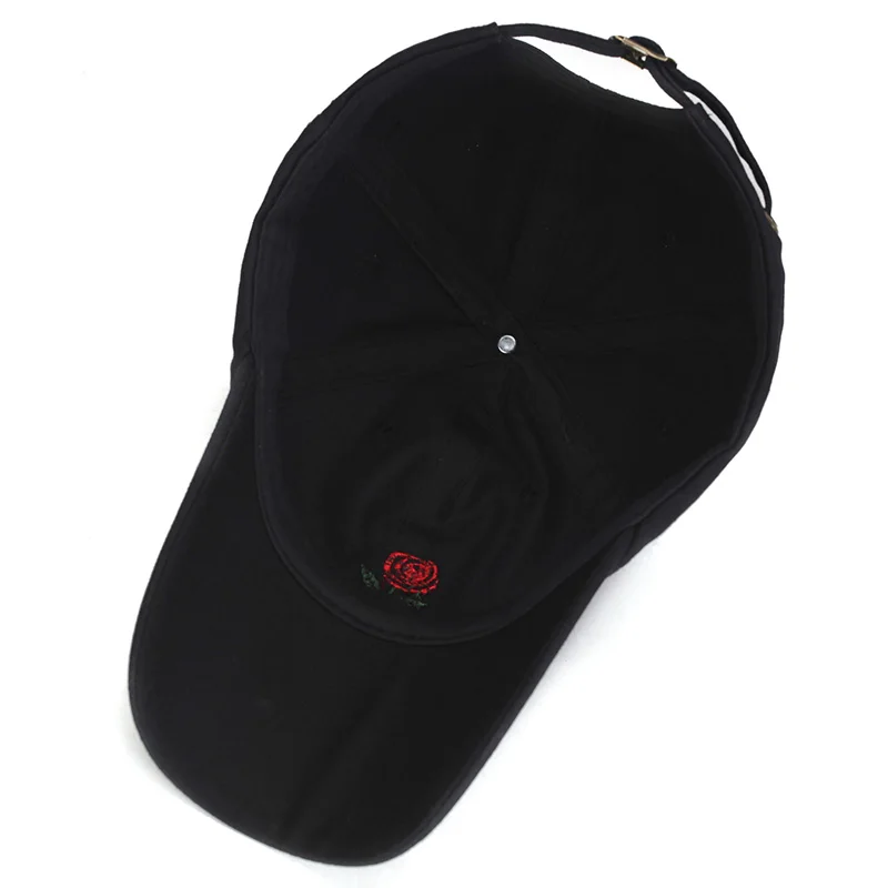 Кепка из 100% хлопка с вышивкой розы Черная кепка бейсболка в стиле хип хоп для папы