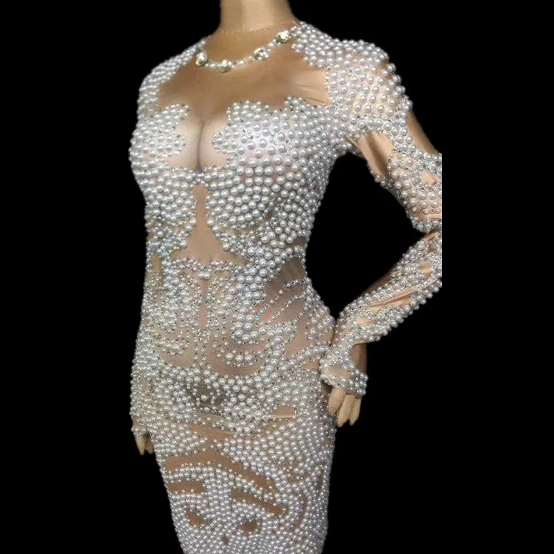 

Christia Bella Festival Clothing Bodycon Fashion Mesh Women Crystals Performance Costumes Women Pole Dance Stretch Skinny Dress