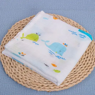 Whale 2 Layer 60x80 Милое детское одеяло s Младенцы пеленать Bebe конверт коляска обернуть для новорожденных получить одеяло детское постельное белье одеяло s Подушка полотенце - Цвет: Whale 2 Layer 60x80
