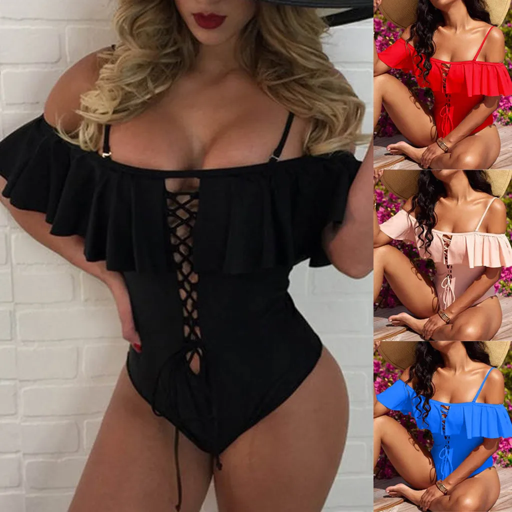 Для женщин летний цельный купальник монокини с пуш апом купальный бикини бандаж