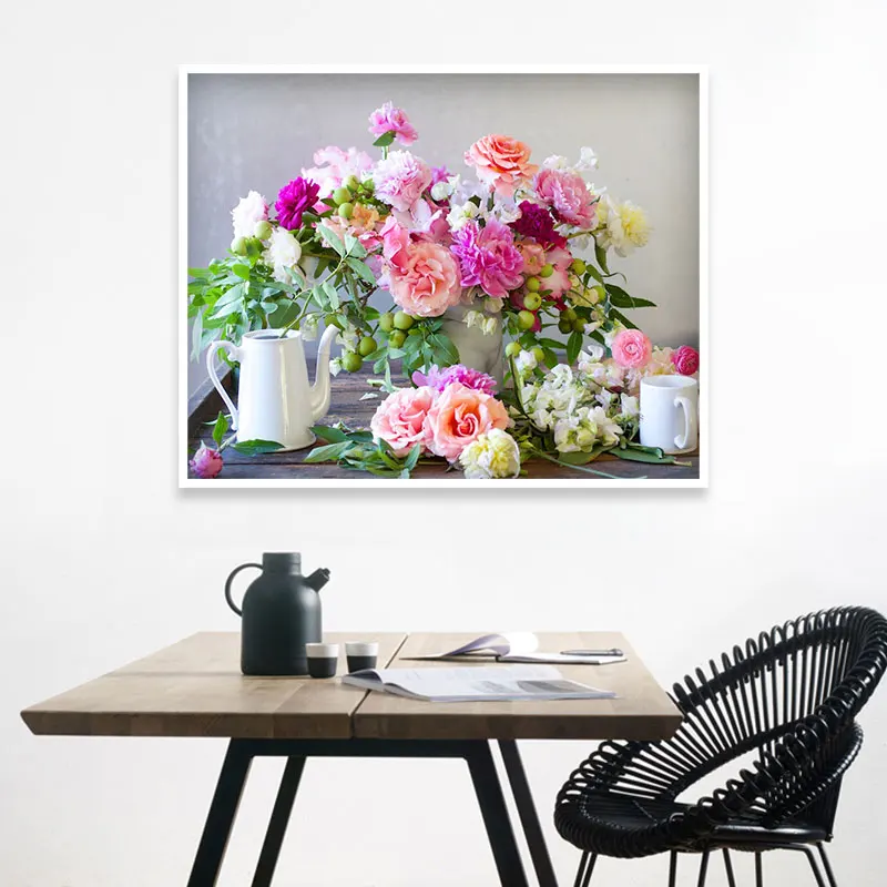 Полная круглая Алмазная мозаика вышивка цветок Свадебный декор сделай сам 5D