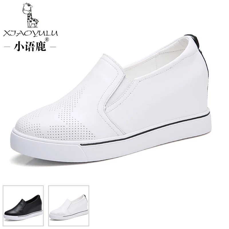 2019 Spring Women Flats Shoes Platform Sneakers Slip on Flat Hollow Ladies Loafers Leather Casual Creepers Moccasins | Обувь