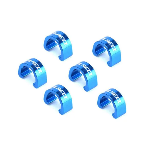Blue 6 шт., Велосипедный тормозной кабель, зажимы для направляющей, велосипедная линия переключения передач, провод, корпус, направляющие для шланга, алюминиевый сплав, зажимы с пряжками - Цвет: Blue