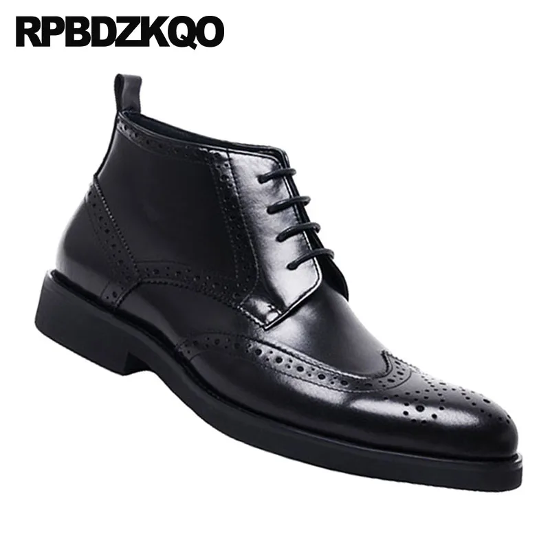 Настоящая кожа бизнес грубый башмак обувь крыло формальный мужские платье