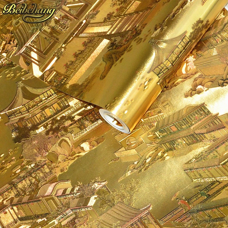 Beibehang роскошные обои с цветочным рисунком современные золотые для стен рулон