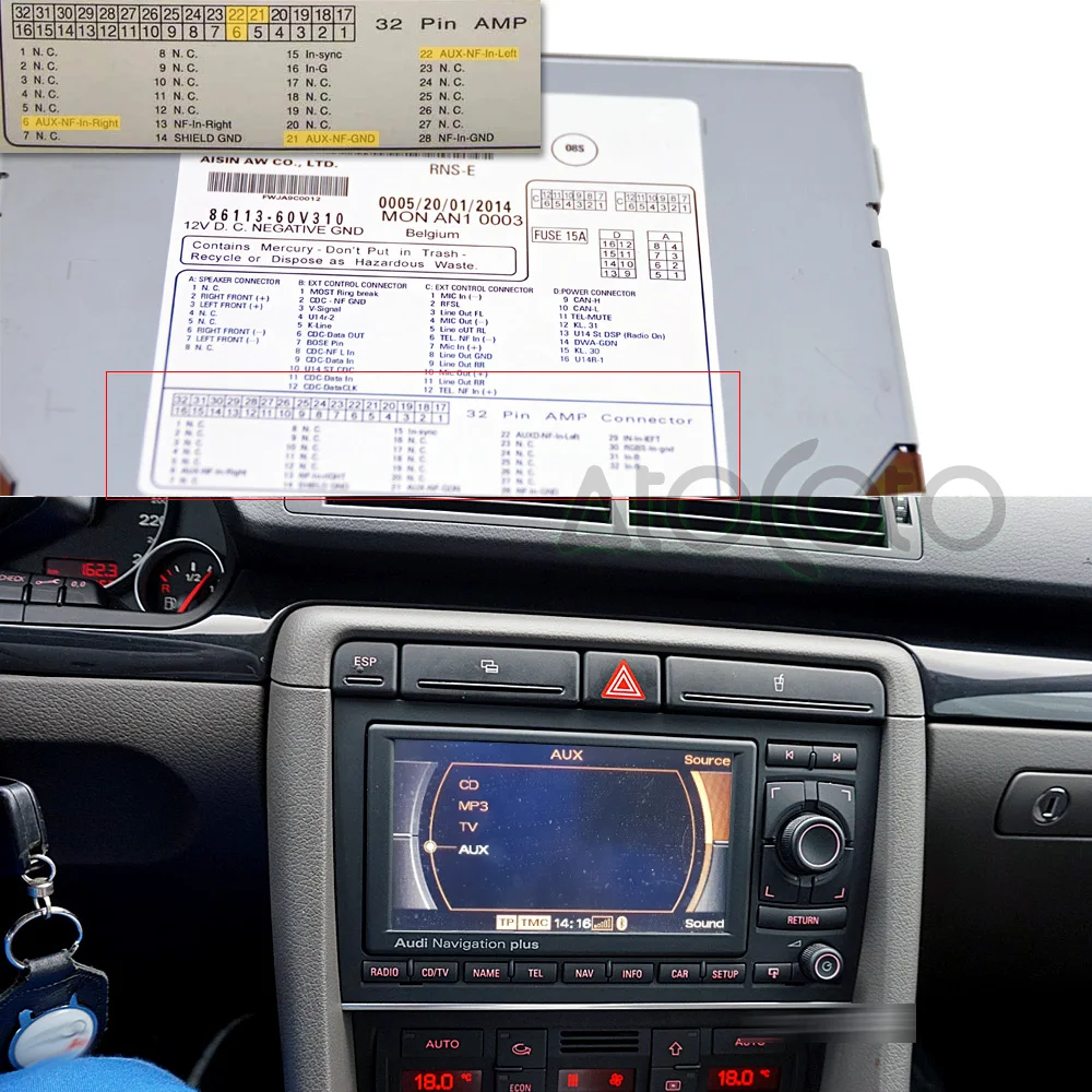 AtoCoto Bluetooth модуль для Audi RNS E навигации A8 TT R8 A3 A4 радио 32 Pin AUX кабель адаптер